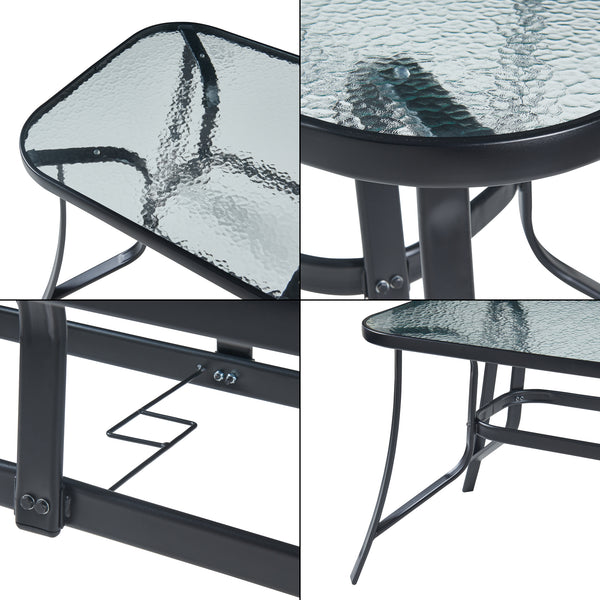 Conjunto de muebles de jardín Aradeo de 7 piezas en negro [casa.pro]