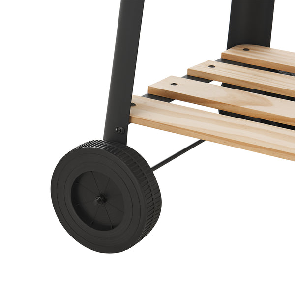 Carro de barbacoa Ari 78x86x30cm Negro/Madera [casa.pro]