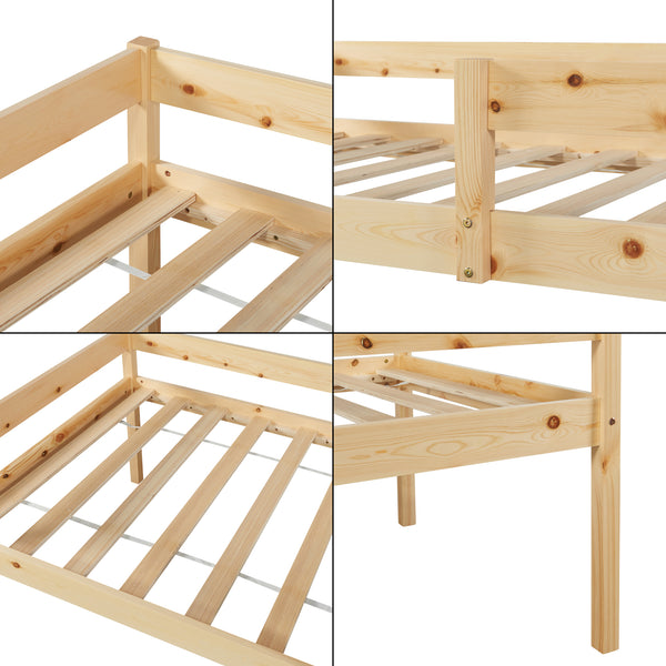 Cama doble para niños Sonkajärvi con colchón 90x200cm natural [en.casa]