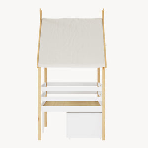 Cama infantil Surnadal en forma de casita 90x200 cm pino - Blanco/Natural [en.casa]