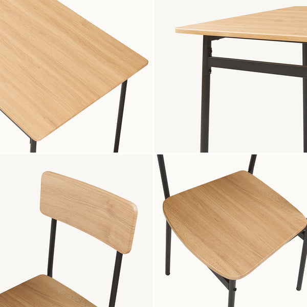 Grupo de comedor Pollenev 5 piezas Negro/Aspecto roble [en.casa]