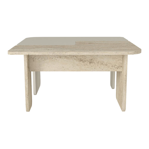 Mesa de centro Boneksbelt de 2 piezas en colores piedra arenisca y travertino [en.casa]