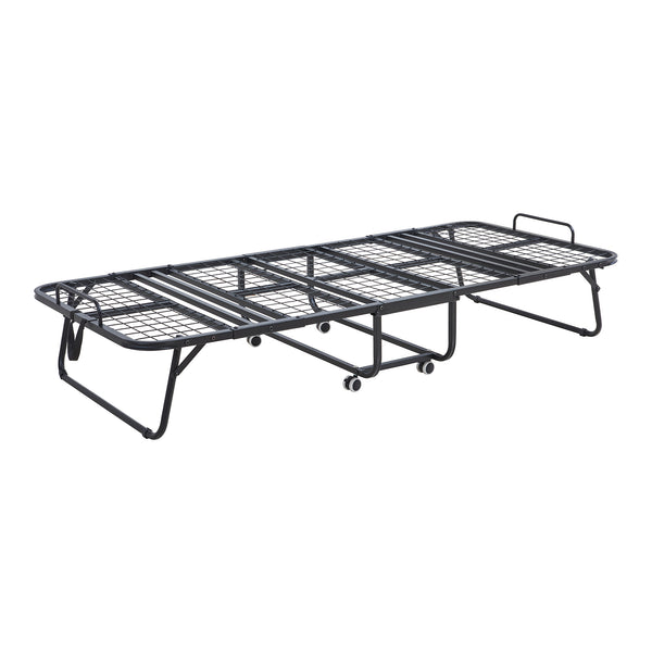 Cama plegable de metal Borjavle con colchón 200x90cm Negro [en.casa]