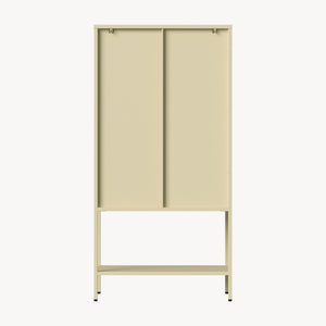 Vitrina Klippestad con 2 puertas arqueadas acero 160x80x35cm Camel [en.casa]