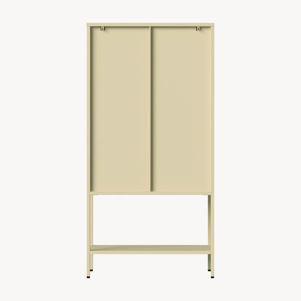 Vitrina Klippestad con 2 puertas arqueadas acero 160x80x35cm Camel [en.casa]