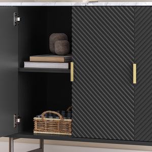 Aparador Olvehok com 3 portas 110x40x77cm - Negro [en.casa]