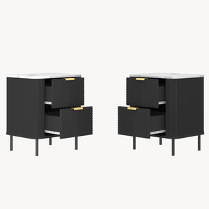 Conjunto de 2 mesas de noche Olvehok con 2 cajones 55x52x38cm - Negro [en.casa]