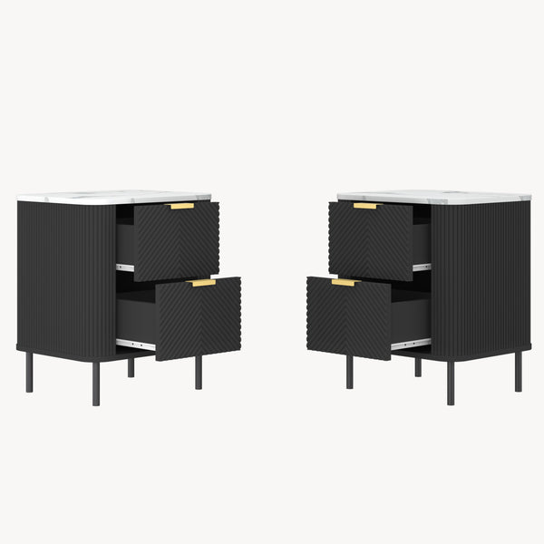 Conjunto de 2 mesas de noche Olvehok con 2 cajones 55x52x38cm - Negro [en.casa]