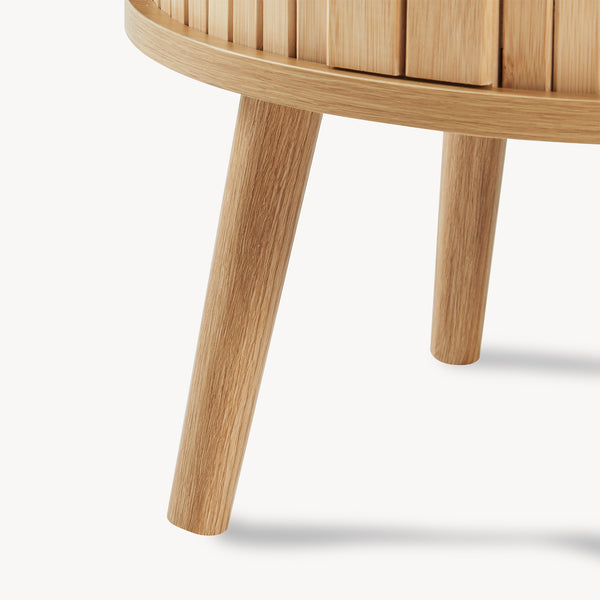 Mesa de noche Nordkapp bambú madera 65xØ40 cm [en.casa]