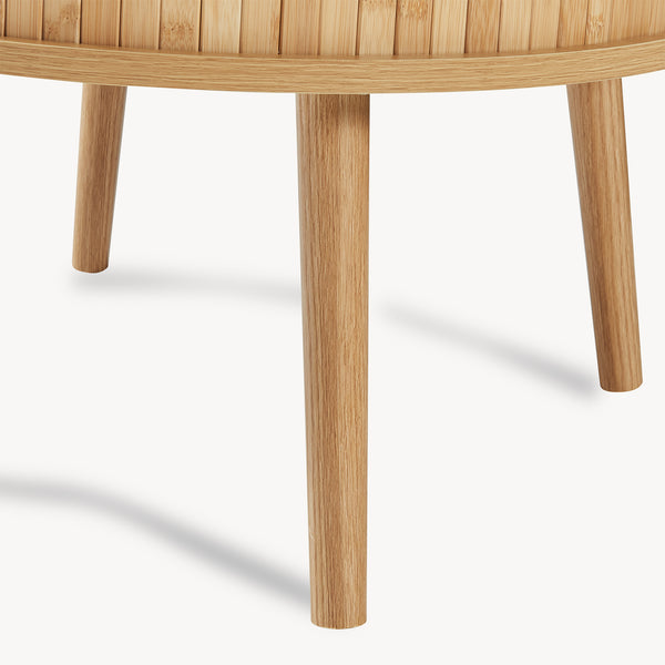 Mesa de noche Nordkapp redonda bambú 45xØ60cm Natural [en.casa]