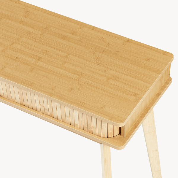 Mesa consola Tysvær con puertas bambú 110x40x78cm - Natural [en.casa]