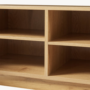 Mueble de televisión Ferrersp con 2 puertas 140x40x45 cm aspecto roble/color arena [en.casa]