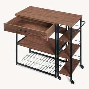 Estante de cocina extensible Kirhuskyna 130x40x85 cm aspecto nogal/negro [en.casa]