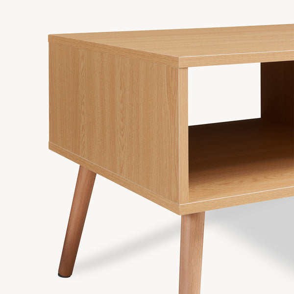 Mesa de centro Bordkak con cajón 100x48x45 cm aspecto roble/blanco [en.casa]