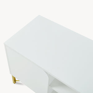 Mueble de televisión Reyri 120x39x52 cm Blanco/Dorado [en.casa]