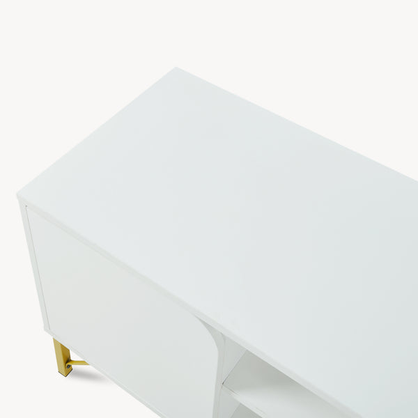Mueble de televisión Reyri 120x39x52 cm Blanco/Dorado [en.casa]