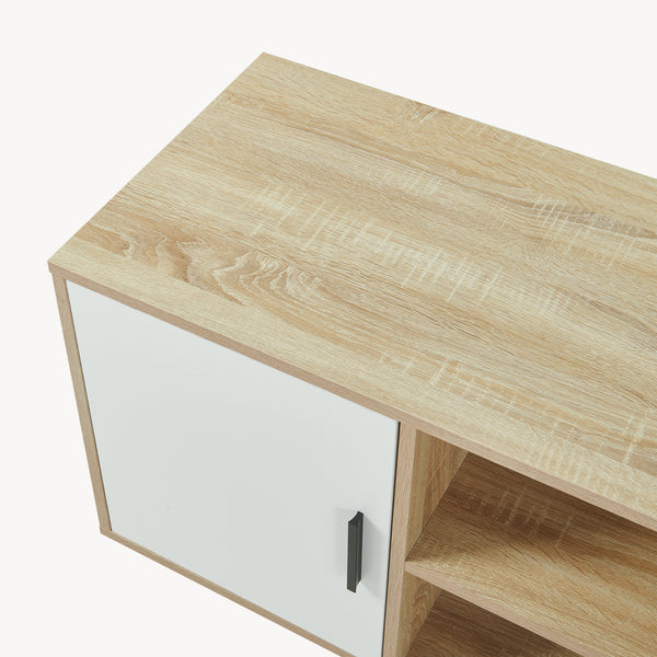 Mueble de TV Kenta con compartimentos 120x39x52 cm - Roble sonoma / Blanco [en.casa]