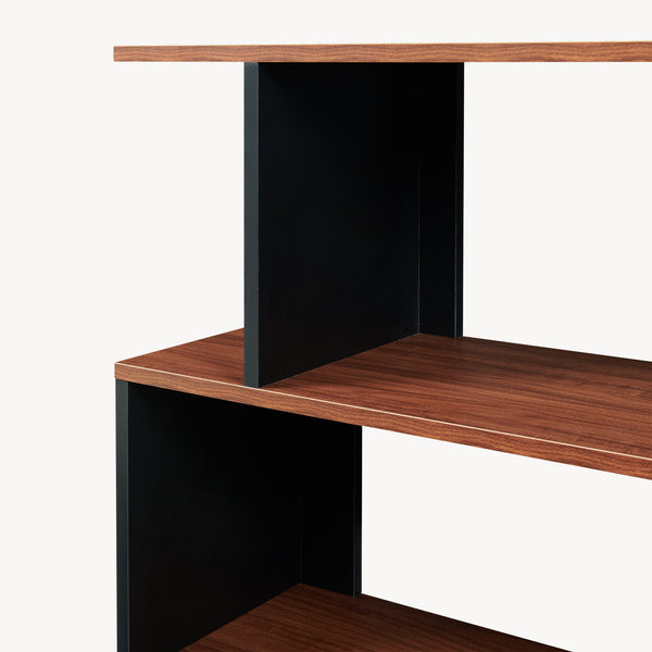 Mesa auxiliar Trond 80x29x60 cm Negro/Aspecto nogal [en.casa]