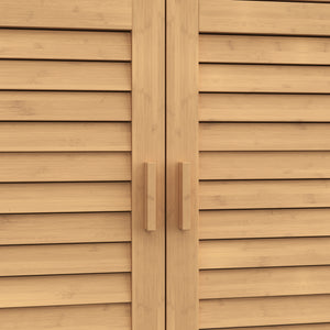Zapatero Aarela 2 puertas + cajón bambú 67x66x34cm Natural [en.casa]