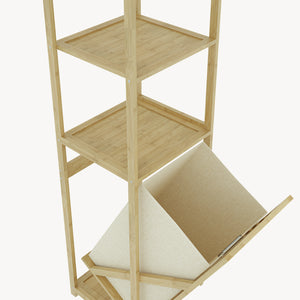 Badregal mit Wäschesammler Anun 130x36x33 cm Bambus Holzfarben [en.casa]