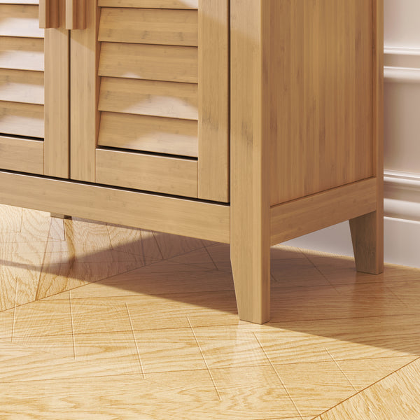 Aparador Rirg 2 puertas bambú 92x50x25cm cm Natural [en.casa]