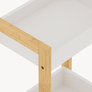 Estantería de baño Anun 3 cestas bambú 75x28x20cm - Natural / Blanco [en.casa]