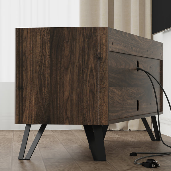 Mueble de televisión Trorlon 160x40x55 cm aspecto nogal/travertino [en.casa]