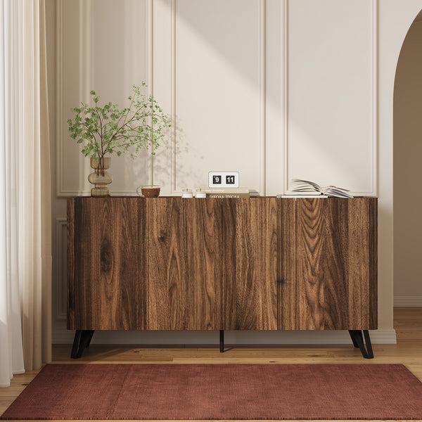 Aparador Trorlon 160x40x83 cm aspecto nogal/travertino [en.casa]
