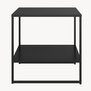 Mesa auxiliar Salsnes 53x51x51 cm con estante Acero Negro [en.casa]