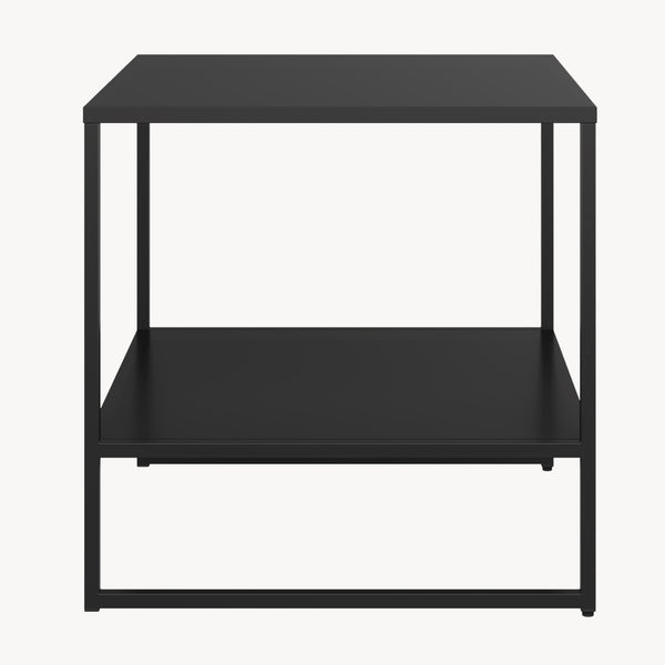 Mesa auxiliar Salsnes 53x51x51 cm con estante Acero Negro [en.casa]