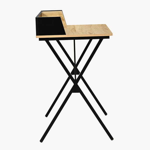 Escritorio Kappespoo 84x80x50 cm Negro/Aspecto roble [en.casa]