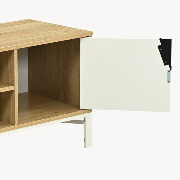 Mueble de televisión Kerrköndam 120x40x46 cm aspecto roble/blanco [en.casa]
