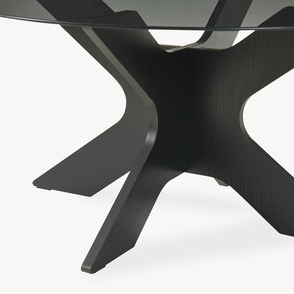 Mesa de centro Imi con tablero de vidrio Ø70x35 cm Negro/Gris [en.casa]