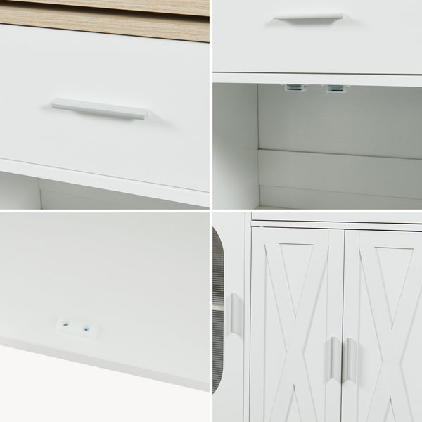 Mesa de comedor extensible Kudebola 115x40x94 cm aspecto roble/blanco [en.casa]