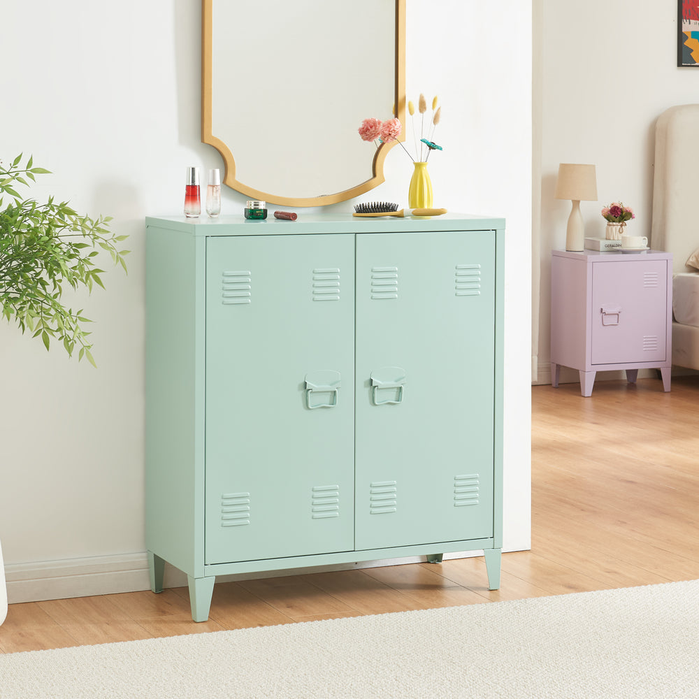 Armario metálico Oripää - 90x80x33cm - Verde pastel