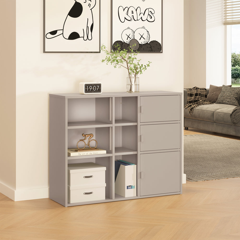 Archivador Kliri con 9 compartimentos metal 100x32x81cm - Camel [en.casa]