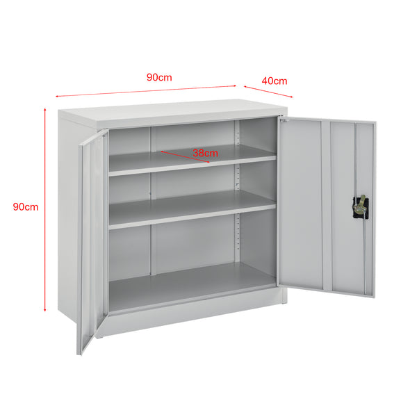 Archivador Terni 90x40x90 cm con 3 compartimentos y cerradura de cilindro Metal en.casa