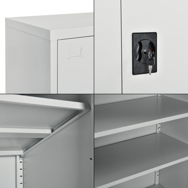 Archivador Terni 90x40x90 cm con 3 compartimentos y cerradura de cilindro Metal en.casa