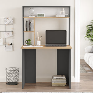 Escritorio Tópisa con estantería 149x90x52 cm [en.casa]