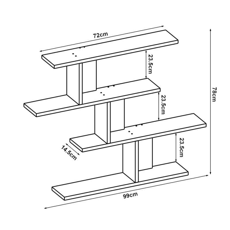 Esquema acotado Estante de pared Hökkomi [en.casa]