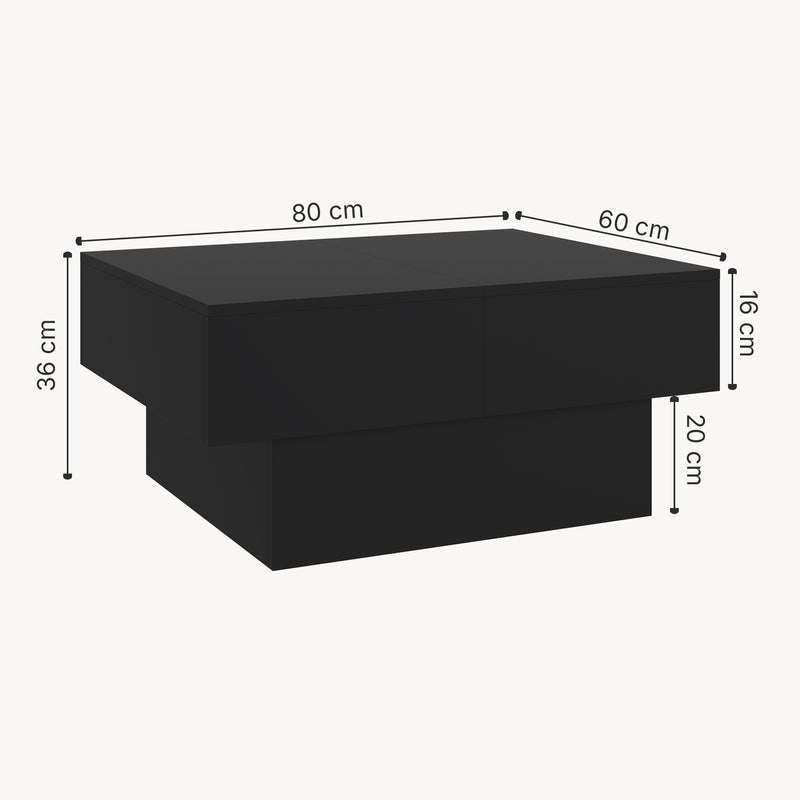 Esquema acotado Mesa de centro Lens tablero extensible 80x60x36 cm - [en.casa]