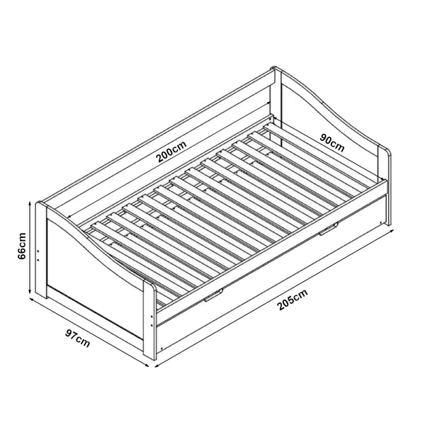 Cama tándem 90x200 cm con 2 colchones en.casa