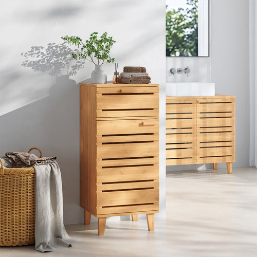 Armario de baño Epind 75x33x30 cm Bambú Natural [en.casa]