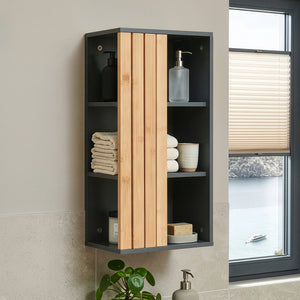 Armario colgante Svanes 60x30x20 cm Gris oscuro/Natural [en.casa]