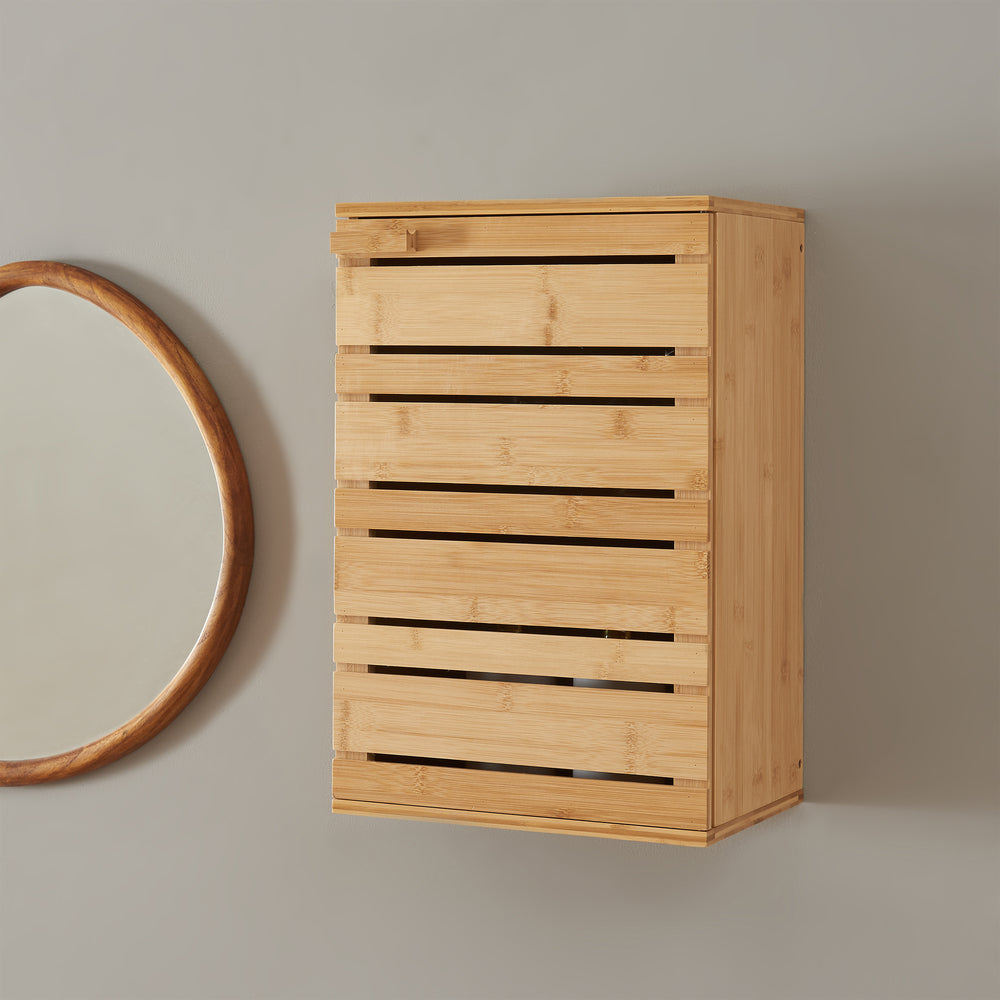 Armario de pared Epind 50x33x20 cm bambú natural [en.casa] - premiumXL