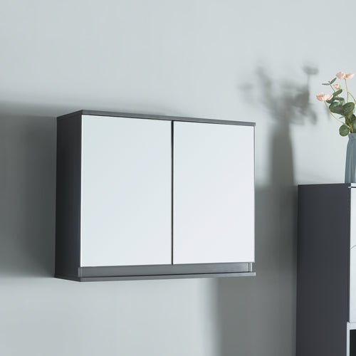 Armario con espejo Overath 60x20x50 cm gris [en.casa] - premiumXL