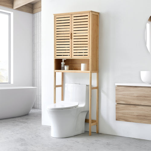 Armario de baño Geta 170 x 66 x 23 cm bambú [en.casa] - premiumXL