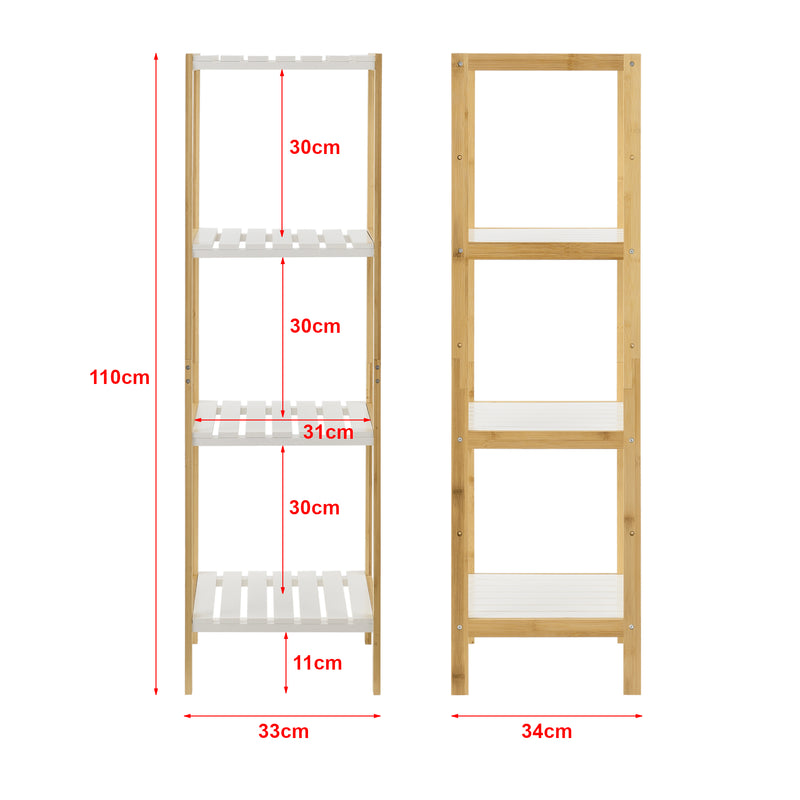 Esquema acotado Estantería de baño Balsfjord con 3-4-5 estantes en varios tamaños Bambú [en.casa]
