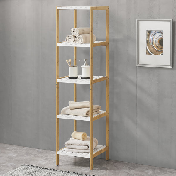 Estantería de baño Balsfjord con 3-4-5 estantes en varios tamaños Bambú [en.casa]