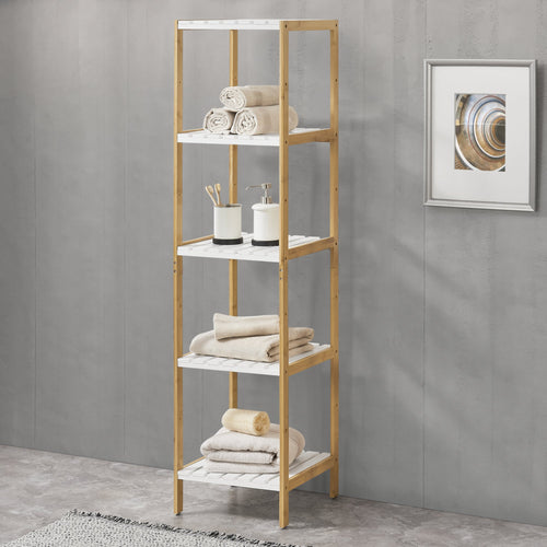 Estantería de baño Balsfjord con 3-4-5 estantes en varios tamaños Bambú [en.casa]
